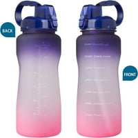 Polu galona Oz Motivacijska boca za piće, nepropusna Tritan BPA besplatni vrč za vodu, s oznakom slame i vremena,