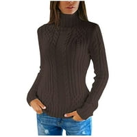 Ženski džemper s dugim rukavima modni casual turtleneck pullover chrpy pleteni džemper vrhovi padaju vitki džemperi