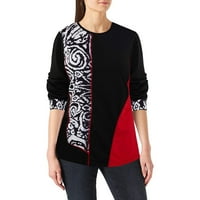 Ženske bluze O-Neck Colorblock Patchwork Tiskana košulja gornji dugi rukavi ležerni pulover Lagani labavi gornji