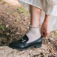 Miyuadkai čarape papuče Žene rub pamučni vertikalni prugasti čarape čarape svježe čarape dodatak bež