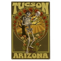 Tucson, Arizona, Dan mrtvih, kostur koji drži šećernu lubanju breza drvena zida