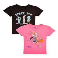 Space Jam Girls Fashion Grafičke majice, 2-pak, veličine 4-16