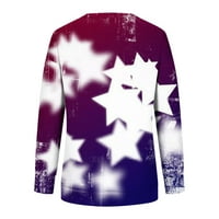 Ženske lagane majice za printu zvjezdane zvjezdice padaju dugi rukavi na potivnici ležerne bluze pulovera