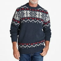 Lilgiuy muški ležerni pulover pulover pamuk print pleteni dugi rukavi okrugli vrat tenk vrhovi bluze mornarice,