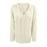 Džemperi za žene modni džemper širokog kroja s kapuljačom, jesenski džemper s okruglim vratom za odmor, bijeli