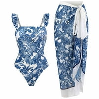 Ženski kupaći kostim s odgovarajućim prekrivačima, cvjetni seksi bikini setovi s visokim dekolteom, push-up, dva