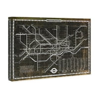 Karte avenije i zastave Runway Avenue Wall Art Canvas Otisci 'London Tube 1972' Europske gradove - crne, bijele