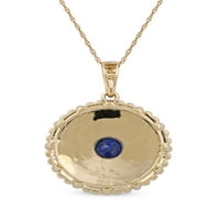 Imperijalni dragulj 10k žuto zlato okrugli rez lapis lazuli kompas ogrlica za muškarce