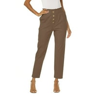 CacomMark pi ženske hlače plus zazor veličine žene casual solidne boje elastični džep struka labave hlače smeđe