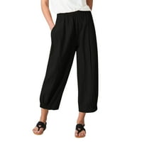 SNGXGN Ljetne hlače za žene ležerne lagane žene ljetne pamučne hlače s visokim strukom široke noge duge udobne
