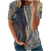 Ženske bluze grafički otisci s kratkim rukavima bluza Slatka žena plus ljetni okrugli dekolte majica siva xxxl