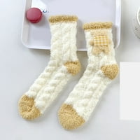 Dyfzdhu jesenske zimske čarape za žene 3D uzorak udobne koralne čarape zadebljane termik nejasne podne čarape