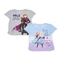 Disney Frozen Exclusive Girls 4- Elsa i Anna Sequin Grafičke majice, 2-pack