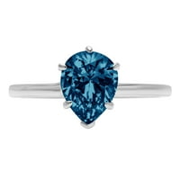 1. Dijamant u obliku kruške s prirodnim londonskim plavim topazom u bijelom zlatu od 14 karata od 9 karata