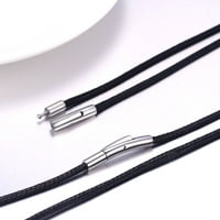 Ogrlica Od crne pletene kožne vrpce s kopčom od nehrđajućeg čelika za muškarce i žene 18privjesak za lanac od