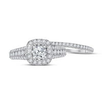 14K bijelo zlato okrugli dijamantni svadbeni vjenčani prsten set 1- ctw