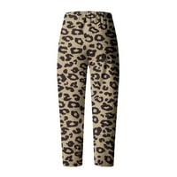 Ženske pamučne posteljine Ravne hlače Modne opuštene cvjetne leoparde visoke elastične cijevi latica kauzalne