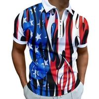 Četvrtog srpnja Muška domoljubna majica američke zastave za muškarce košulje s ovratnikom u stilu mišića s kratkim