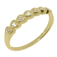 Britanci su napravili 14K žuti zlatni prsten s prirodnim dijamantima i uzgajanim bisernim ženskim prstenom vječnim