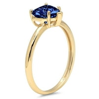 Plavi imitirani tanzanit u obliku srca 1K, 14k ugravirano žuto zlato, vjenčani prsten za godišnjicu pasijansa,
