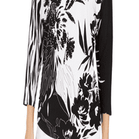 Kolekcija ženska tunika s printom Doloman, gornji dio s rukavima doloman, crna, Veličina MBP