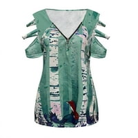 Smihono Clearment Ljetne košulje za žene kratke rukave naklonjene tunične bluze gradijentni otisci u boji Tips