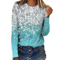 Cuoff vrhovi ženska modna ležerna ležerna dugih rukava Okrugli vrat pulover Top bluza XL