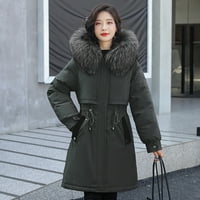 Iopqo puffer jakna Žene ženske kapute Žene modno guste pamučne kapuljače srednje dužine Outlorne odjeće Prevelike
