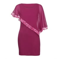 Čišćenje ljetne haljine za žene rukavi kratki casual a-line tiskani okrugli dekolte haljina ružičasta s