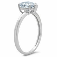 2. Dijamantni prsten od prirodnog akvamarina u obliku srca u bijelom zlatu od 14 karata od 7