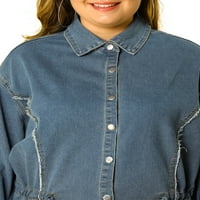 Jedinstvene ponude juniorke 'plus veličine gumb dugih rukava traper jakna
