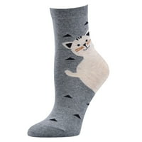 Kompresijske čarape za žene parove žene šarene smiješne novitet ludi češljani pamuk casual čarapa siva jedna veličina