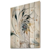 Designart bijelo vitraže cvjetni cvjetni otisak na prirodnom borovom drvenu umjetnost, 36 46