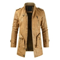 Muška jakna od PU kože, ležerna jakna za motociklističke bomber jakne, ugrađeni biciklistički Vintage topli kaput