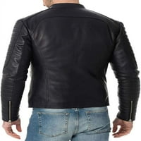 Muška kožna jakna od prave ovčje kože, Moto Bomber jakna, biciklistička lagana gornja odjeća u crnoj boji