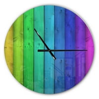 DesignArt 'Rainbow Boje na drvenom' metal zidnom satu