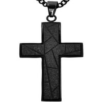 Nakit muški crni dijamantski križ od nehrđajućeg čelika, 24