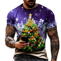 Muška Božićna košulja, jesenska / zimska košulja, ležerna majica s okruglim vratom s božićnim printom, pripijene