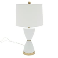 Stolna svjetiljka od lexi sat - bijela i zlatna završna obrada - nijansa bijele tkanine