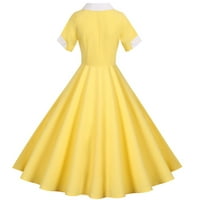 Floleo Majčine pokloni Podaci se bave retro haljinom iz 1950 -ih kratki rukavi vintage ljuljačka haljina