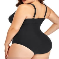 Chama Women's Plus Size One SwimSuits v Neck Tummy Control Backing Atter