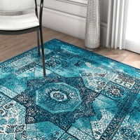 Dobro tkani laurent fiatto 5'3 7'3 tradicionalna vintage etnička mozaika plava prostirka prostirka
