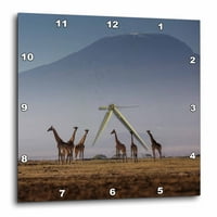 3Drose Masai Giraffes i Mount Kilimanjaro, Nacionalni park Amboseli, Kenija - Zidni sat,