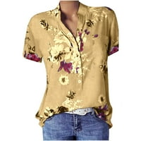 Cvjetni vrhovi za žene ženske košulje plus veličine žene tiskarski bluza Košulja džep jednostavan rukav vrh kratka