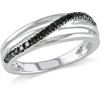 Carat T.W. Crni dijamant srebrni prsten