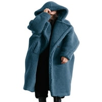 Frontwalk Women Jacket Pocket nadmašuje odjeće kardiganske kapute Office debeli kaput običan plavi l