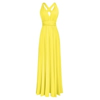 Ženske haljine bez rukava Čvrsta modna dužina gležnjača Večernja haljina V-izrez ljetna haljina žuta s