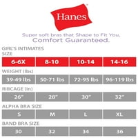 Hanes Girls bešavne grudnjak bez žičanog dijela, 6-pack, veličine 4-16