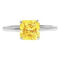 1. Assher rezani dijamant imitacije žutog dijamanta od bijelog zlata 14k $ 7.5