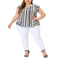Jedinstveni prijedlozi Ženska bluza Plus size kratkih rukava s dekolteom čamca, prugasti gornji dio